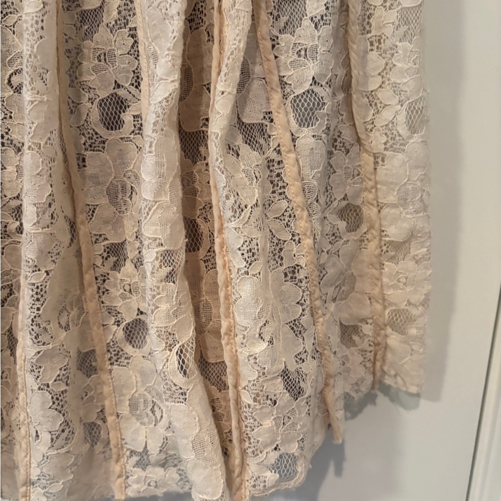 Sundance Ivory Lace Pleated Mini Skirt Cottagecore Romantic Feminine Size 8 - Picture 8 of 13